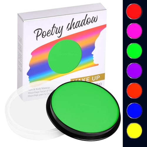 LOPHE UV Kinderschminke Set, 30g Neon UV Bodypainting Kinder, Waschbar Theaterschminke Körperfarbe, Gesichtsfarbe Kinderschminke für Make up Karneval & Halloween (7# Fluoreszierendes Grün) von LOPHE