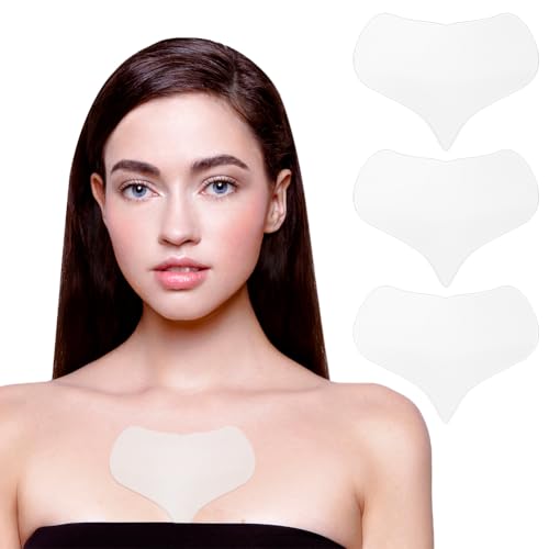 LOPHE Wiederverwendbare Silikonpads, 3 Stück Antifalten Dekolleté Pads, Gegen Brustfalten, Hautverträgliche Silikon-Pflegepads für Frauen und Mädchen von LOPHE