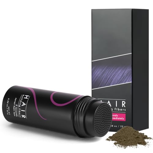 Streuhaar zur Haarverdichtung, 25g Haarpuder Vollem Haar in Sekunden Männer und Frauen, Natürlich Unsichtbar Ansatzpuder, Haarausfall und Lichtem Haar Powder(Mittelbraun) von LOPHE