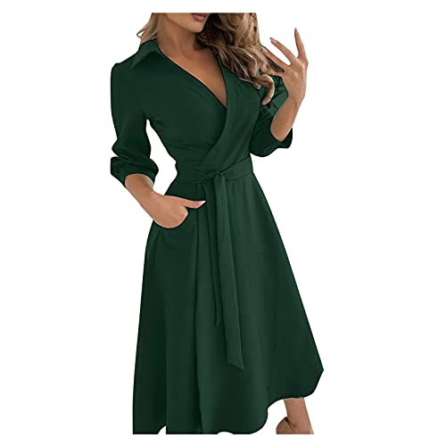 Damen Abendkleid Große Größen Partykleid Hohe Taillen Lose Wickelkleid Langes Kleid Edel Einfarbiges Frauenkleid Sommerkleider Cocktail Kleid Business Casual Kleider von LOPILY