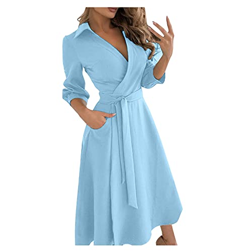 Damen Abendkleid Große Größen Partykleid Hohe Taillen Lose Wickelkleid Langes Kleid Edel Einfarbiges Frauenkleid Sommerkleider Cocktail Kleid Business Casual Kleider von LOPILY