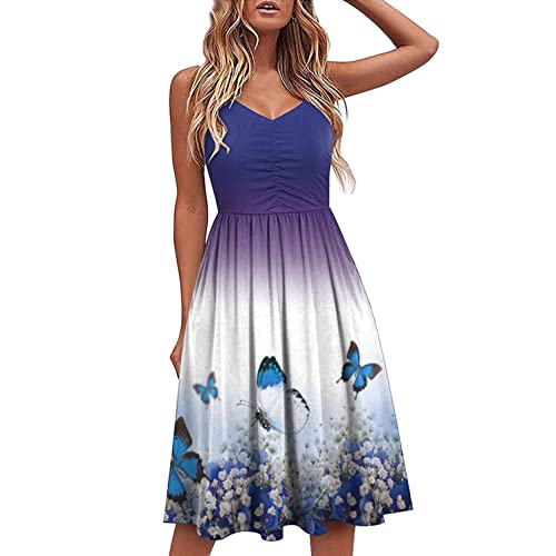 Damen Abendkleid Sommer V-Ausschnitt Einfarbiges Freizeit Spitze Schlinge Temperament Knielang Kleid Wickelkleid Partykleid Cocktailkleid Frauenkleid Elegant Chiffonkleid Stilvolles Sommerkleider von LOPILY