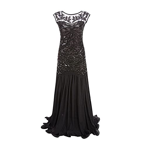 LOPILY Abendkleid Damen 20er Jahre Charleston Partykleid Perlendruck Paillettenkleider Glitzer Festlich Damenkleid Karneval Fasching Kostüm Vintage Cocktail Kleider Flapper Fransenkleid von LOPILY