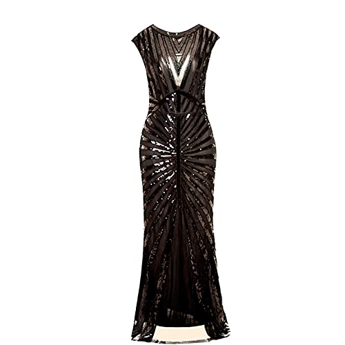 LOPILY Abendkleid Damen 20er Jahre Charleston Partykleid Perlendruck Paillettenkleider Glitzer Festlich Damenkleid Karneval Fasching Kostüm Vintage Cocktail Kleider Flapper Fransenkleid von LOPILY