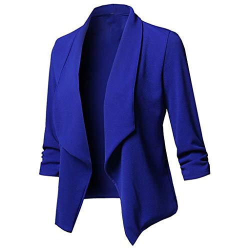 LOPILY Basic Boleros Große Größen Damen Dünne Umhangjacke Rüschen Blazer Elegante Herbstjacke Damen Übergangsjacke Cardigan 48 Weiches Pullover Damen Casual Lässgies Outwear Sweatshirts (Blau, 48) von LOPILY