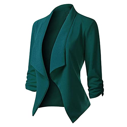 LOPILY Basic Boleros Große Größen Damen Dünne Umhangjacke Rüschen Blazer Elegante Herbstjacke Damen Übergangsjacke Cardigan 48 Weiches Pullover Damen Casual Lässgies Outwear Sweatshirts von LOPILY