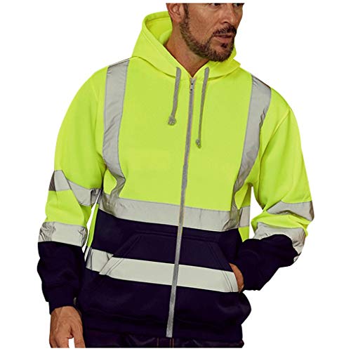 LOPILY Herren Softshelljacke Gestreifte Reflektierende Jacke Warnjacke für Outdoor Abend Arbeitsbekleidung Herren Warnschutzjacke Pilotenjacke Arbeitsjacke mit Reflex-Streifen von LOPILY