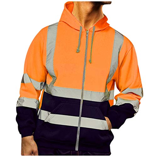 LOPILY Herren Softshelljacke Gestreifte Reflektierende Jacke Warnjacke für Outdoor Abend Arbeitsbekleidung Herren Warnschutzjacke Pilotenjacke Arbeitsjacke mit Reflex-Streifen von LOPILY