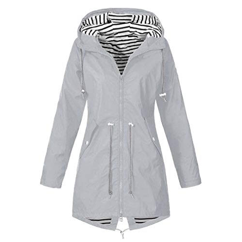 LOPILY Jacke Damen Regenjacke Damen wasserdichte Wintdjacke Atmungsaktiv Winddicht Winterjacke Solide Skijacke Damen Wanderjacke Parka Damen Herbst Kurze Parka Damen Flauschige (Grau, 40) von LOPILY