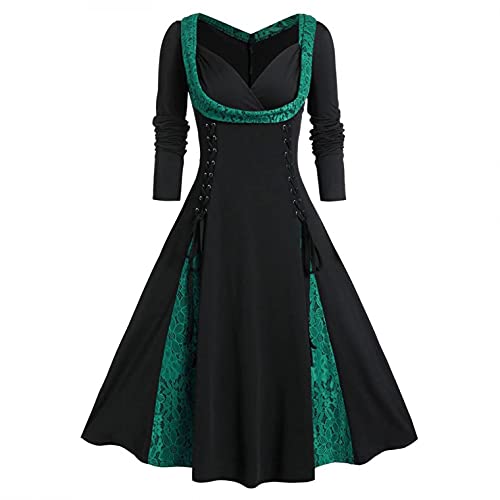 LOPILY Kleider Damen Mittelalter Samtkleider Damne mit Trompetenärmel Elegant Vintage Königinkleid Gothic Etuikleider Lang Rockability Viktorianischen Kleider Karneval Fasching Kostüme von LOPILY