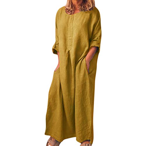 LOPILY Oversize Leinenkleid Lässiges Minimalistisches Kleid Lose Kleid O-Neck Langarm Maxikleid French Style Beiläufiges Freizeit Kleid Bequem Tunika Kleid Einfarbiges Kleid aus Leinen (Gelb, Gr.46) LOPILY Oversize Leinenkleid Lässiges Minimalistisches Kleid Lose Kleid O-Neck Langarm Maxikleid French Style Beiläufiges Freizeit Kleid Bequem Tunika Kleid Einfarbiges Kleid aus Leinen (Gelb, Gr.46) von LOPILY