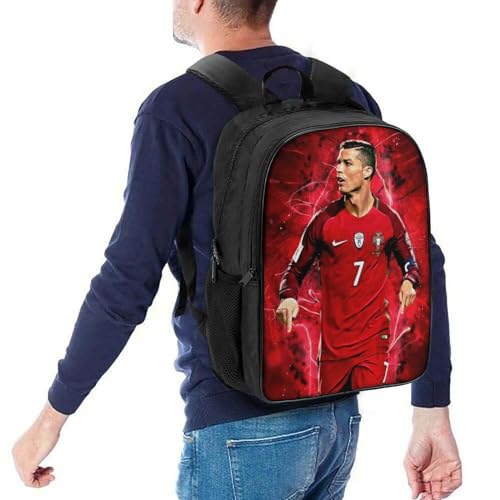 LOPUCK Ronaldo Rucksack Schultaschen Für Mädchen Jungen Fußballspieler Rucksack Mit Tasche Mode Schultasche Kinderrucksack 16 zoll von LOPUCK