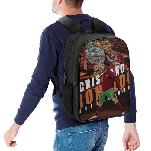 LOPUCK Ronaldo Rucksäcke Jungen Mädchen Sekundarschule Büchertaschen Fußballspieler Rucksack Für Junior Elementary Rucksack 16 zoll von LOPUCK