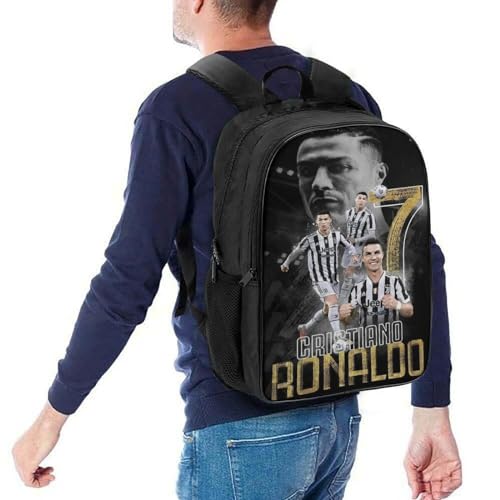 LOPUCK Rucksäcke Mädchen Kinder Schulrucksack Ronaldo Schultasche 3D Gedruckt Fußballspieler Schultasche Für Kinder Grund- Und Mittelschüler 16 zoll von LOPUCK