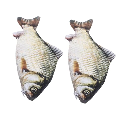 LOPUNER 2 Stück Kreatives Fisch Federmäppchen Lustiger Simulation Fisch Bleistiftbeutel Einzigartiger Stiftetui Süße Cartoon Schreibwaren für Erwachsene für Schule von LOPUNER