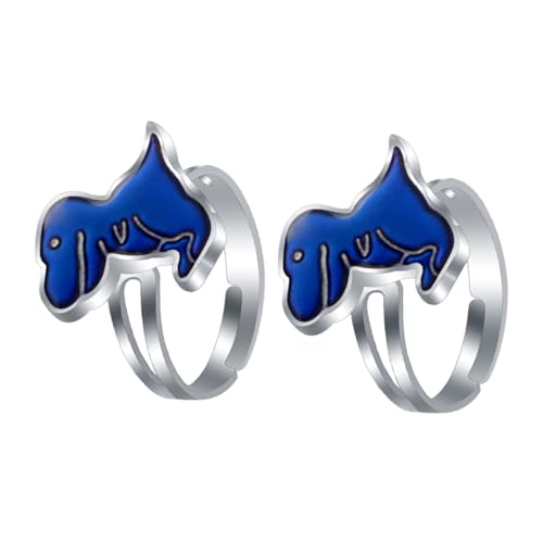 LOPUNER 2 Stück Stimmungsring Dinosaurier Design Farbwechsel Ring für Mädchen Jungen Verstellbar Temperatur und Gefühlssensor Schmuck Geschenkidee für Kindergeburtstag und Alltag von LOPUNER
