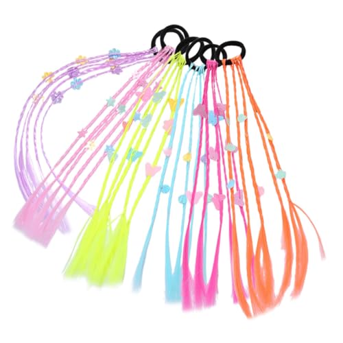 LOPUNER 6 Stück Teiliges Haarverlängerung Haarschmuck mit Haargummis Geflochtene Ponytail Extensions für Farbenfrohe Haarsträhnen für Kreative Styles und Partys von LOPUNER