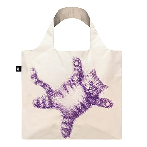 Loqi Bag Armando Veve Flying Purr-ple Cat Recycled LOQAVFC Weiß von LOQI