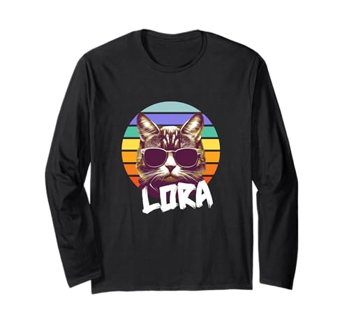 LORA - Schöner Mädchen Name mit lustiger Katze Langarmshirt LORA - Schöner Mädchen Name mit lustiger Katze Langarmshirt von LORA Tochter Enkel Geburtstag Geschenkideen