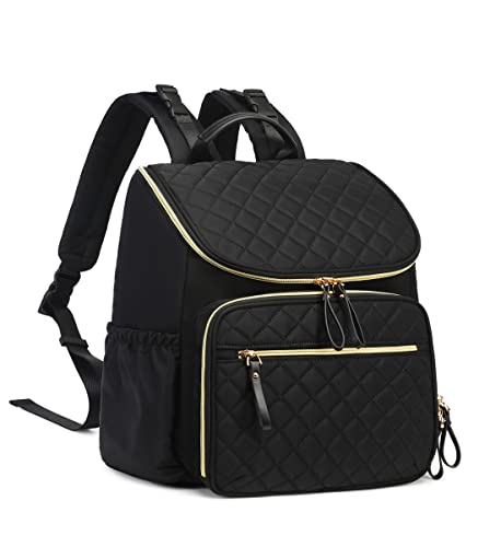 LORADI Baby Wickeltasche Großer Wickelrucksack mit Multifunktions-Babytaschen Passform für Kinderwage (Schwarz-Gold) von LORADI