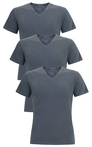 LORD 3er Pack Herren T-Shirt V-Neck, Unterhemd V-Ausschnitt, Baumwolle und Elastan, Slimfit XXL grau von LORD