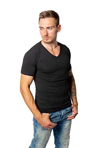 LORD T-Shirt V-Neck, Unterhemd V-Ausschnitt, Baumwolle und Elastan, Slimfit M schwarz von LORD