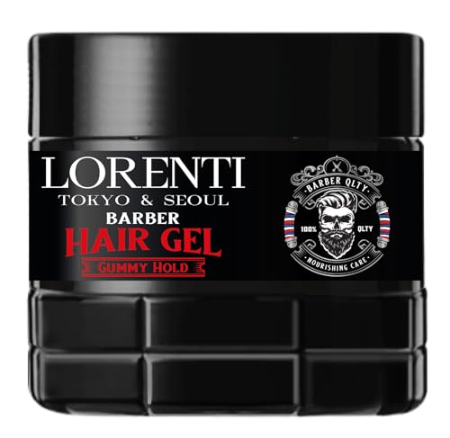 LORENTI TOKYO & SEOUL Barber Hair Styling Gel GUMMY HOLD 500ml - Haargel Herren - Starker Halt - Kein Verkleben und ohne Rückstände - Alkohol Frei - Hair Gel - wet hair look - gummy Effect von LORENTI TOKYO & SEOUL