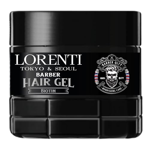 LORENTI TOKYO & SEOUL Barber Hair Styling Gel BIOTIN 500ml - Haargel Herren - Starker Halt - Kein Verkleben und ohne Rückstände - Alkohol Frei - Hair Gel - wet hair look - gummy Effect von LORENTI TOKYO & SEOUL
