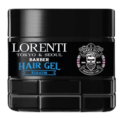 LORENTI TOKYO & SEOUL Barber Hair Styling Gel KERATIN 500ml - Haargel Herren - Starker Halt - Kein Verkleben und ohne Rückstände - Alkohol Frei - Hair Gel - wet hair look - gummy Effect von LORENTI TOKYO & SEOUL