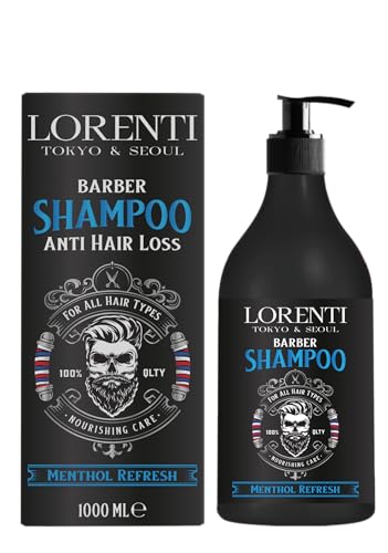 LORENTI TOKYO & SEOUL Barber Shampoo Anti Dandruff Men 1000ml | Anti-Schuppen Shampoo für Männer | Hilfe gegen Schuppen, juckende Kopfhaut Herren | Menthol Refresh von LORENTI TOKYO & SEOUL