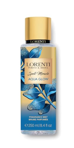 LORENTI TOKYO & SEOUL Body Mist Spray 250 ml Aqua Glow | Parfümiertes Duftspray - Körper- und Haarspray für Damen | Body Splash | Body Mist | Fragrance Mist Brume Parfumee von Lorenti