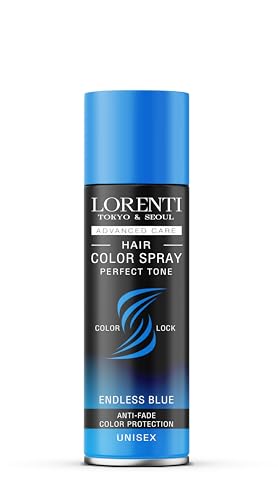 LORENTI TOKYO & SEOUL Color Haarspray Endless Blue - 150ml - Haar Farb-spray zum Verkleiden & Schminken für Karneval, Fasching, Halloween & Motto-Party - Haarfarbe Auswaschbar - Color Hair Spray von Lorenti
