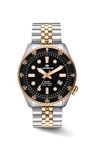 LORENZ SHARK V 030255DD Herrenuhr Automatik Edelstahl Sub 200 Meter, Zweifarbig, Armband von Lorenz