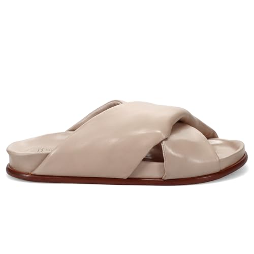 LORENZO MASIERO Damen Slipper Nappaleder gepolstert beige mit weichem Fußbett - S210 COCO - Gr, beige, 37 EU von LORENZO MASIERO