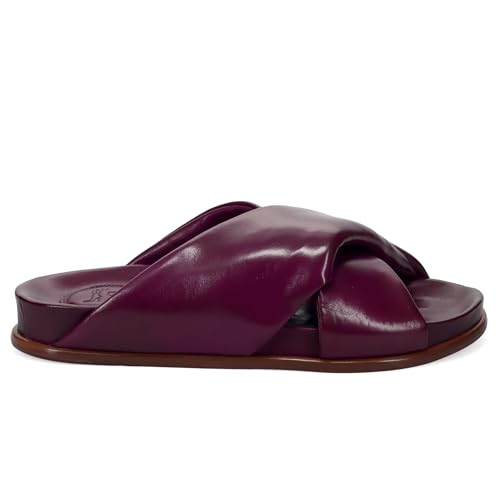 LORENZO MASIERO Damen Slipper Nappaleder gepolstert lila mit weichem Fußbett - S210 CYCLAMEN - Gr, violett, 36 EU von LORENZO MASIERO