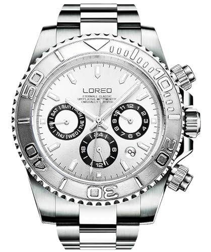 TEINTOP Loreo Armbanduhr für Herren Automatisch Multifunktion mit Edelstahlband (Weiß) von LOREO
