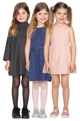 LORES 3er-Pack Mädchen-Strumpfhosen einfarbig halbtransparent für die Schule klassische Strumpfhosen mit Füßen für Tanz und Ballett für jeden Tag 20 DEN Tonia, Mix 122-128 cm von LORES