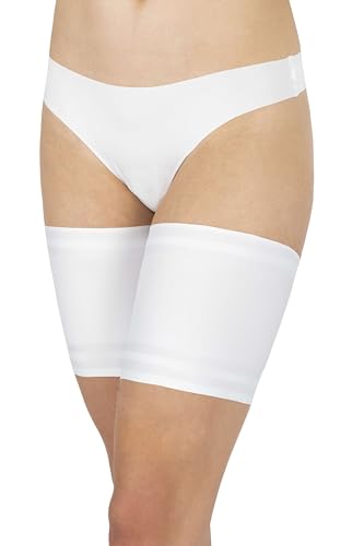 LORES Anti-Scheuer-Oberschenkelbänder für Damen verhindern das Reiben der Oberschenkel aus Satin, Bianco XL von LORES