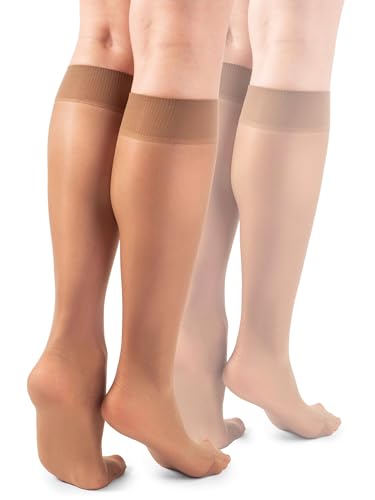 LORES Basic Damen Kniestrümpfe 15 DEN High Pop Matt Halbtransparente Strumpfhose 2 Paar Natalie, Bronzo von LORES