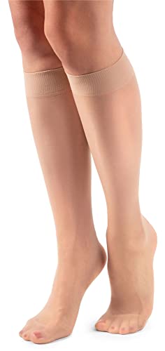 LORES Basic Damen Kniestrümpfe 15 DEN High Pop Matt Halbtransparente Strumpfhose 2 Paar Natalie, Camel von LORES