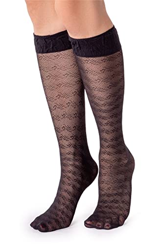 LORES Durchsichtige kniehohe Damensocken, ausgefallenes Muster, weiches Oberteil, lustig, lang, Daniela Nero, One size von LORES