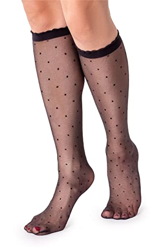 LORES Damen-Socken, durchscheinend, kniehoch, modisch, weich, lustig, lang, Peperone Nero, One size von LORES