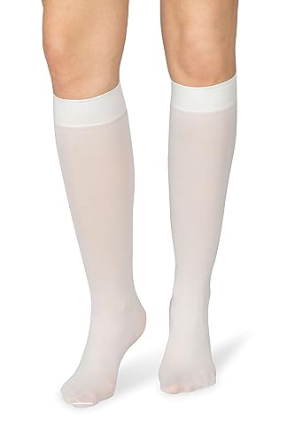 LORES Damen Kniestrümpfe Schulmädchen Uniform Einfarbig Basic Farben Pop Socken, Bianco, One size von LORES