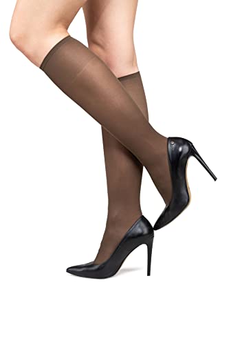 LORES Damen Kniestrümpfe Schulmädchen Uniform Einfarbig Grundfarben Pop Socken, Castoro, One size von LORES