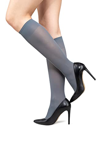 LORES Damen Kniestrümpfe Schulmädchen Uniform Einfarbig Grundfarben Pop Socken, Fumo, One size von LORES