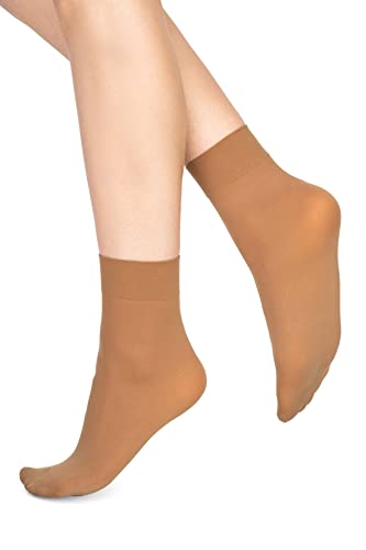 LORES Damen-Socken, Mikrofaser, blickdicht, 60 Denier, Anti-Druck-Band, knöchelhohe Strumpfwaren [Made in Italy], Visone, One size von LORES