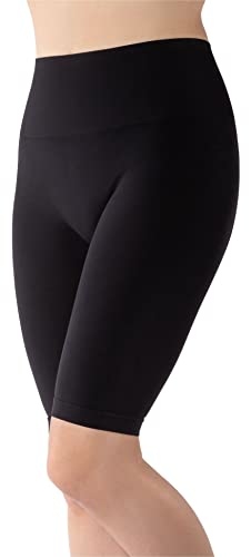 LORES Damen Mikrofaser Kurze Leggings Nahtlos Hohe Taille 3D Shorts Knielang 90 DEN Favorit, schwarz, S/M von LORES