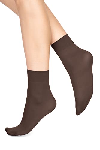 LORES Damen-Socken, Mikrofaser, blickdicht, 60 Denier, Anti-Druck-Band, knöchelhohe Strumpfwaren [Made in Italy], Castoro, One size von LORES