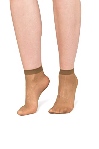 LORES Halbtransparente Damen-Socken, niedrig geschnitten, unsichtbar, knöchelhoch, Pop, Nylon, weicher Komfort, Einheitsgröße, 15 DEN, 2 Paar, Glace, One size von LORES