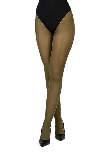 LORES Klassische matte Damen Strumpfhose 40 DEN halbtransparenter Oberschenkel für Damen unsichtbarer Höschenteil eleganter und abendlicher Stil Concorde40, Oliva XL von LORES